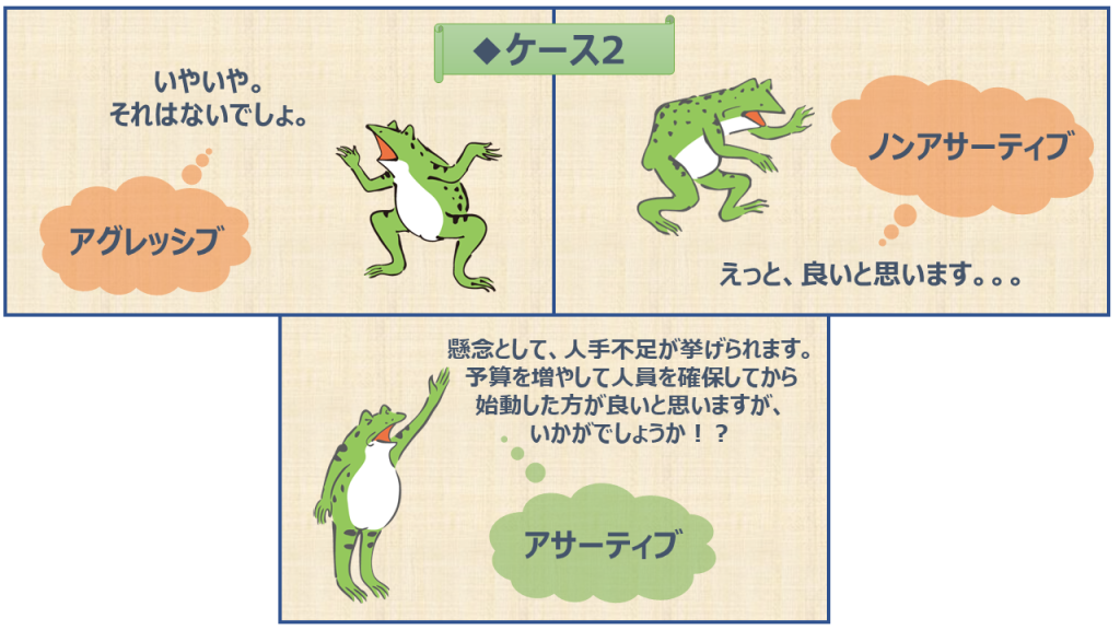 会議中におけるアサーティブコミュニケーションの例