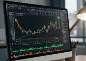 株価の変動を映し出すパソコン