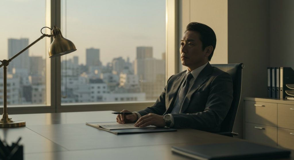 経営について熟考するCEO男性