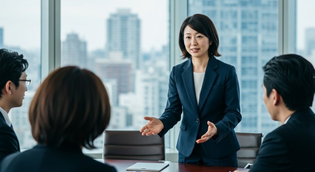 社員と対話するCHRO女性