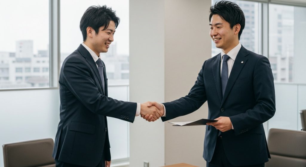 オファー面談で内定合意をする企業と求職者