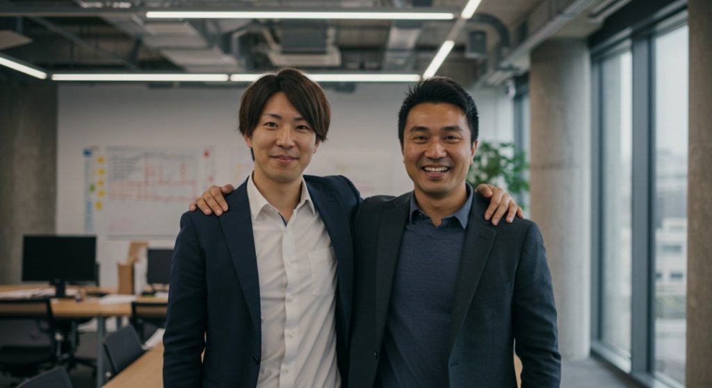 CEOと肩を組むCOO