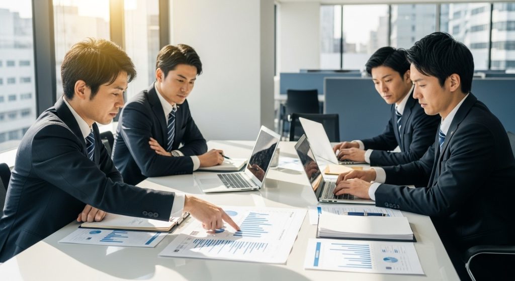 PEファンドで働く人の会議の様子