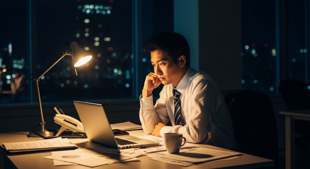 残業をするコンサルタント