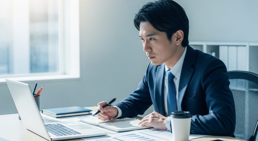 転職準備をする男性