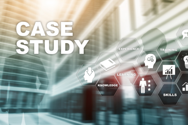 取り組み事例のタイトルとして「CASE STUDY」と記載されたイラスト